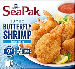 SeaPak Jumbo Butterfly Shrimp, Crispy Oven-Baked, Delicious Jumbo Shrimp with Breading, Frozen Seafood, 9 oz