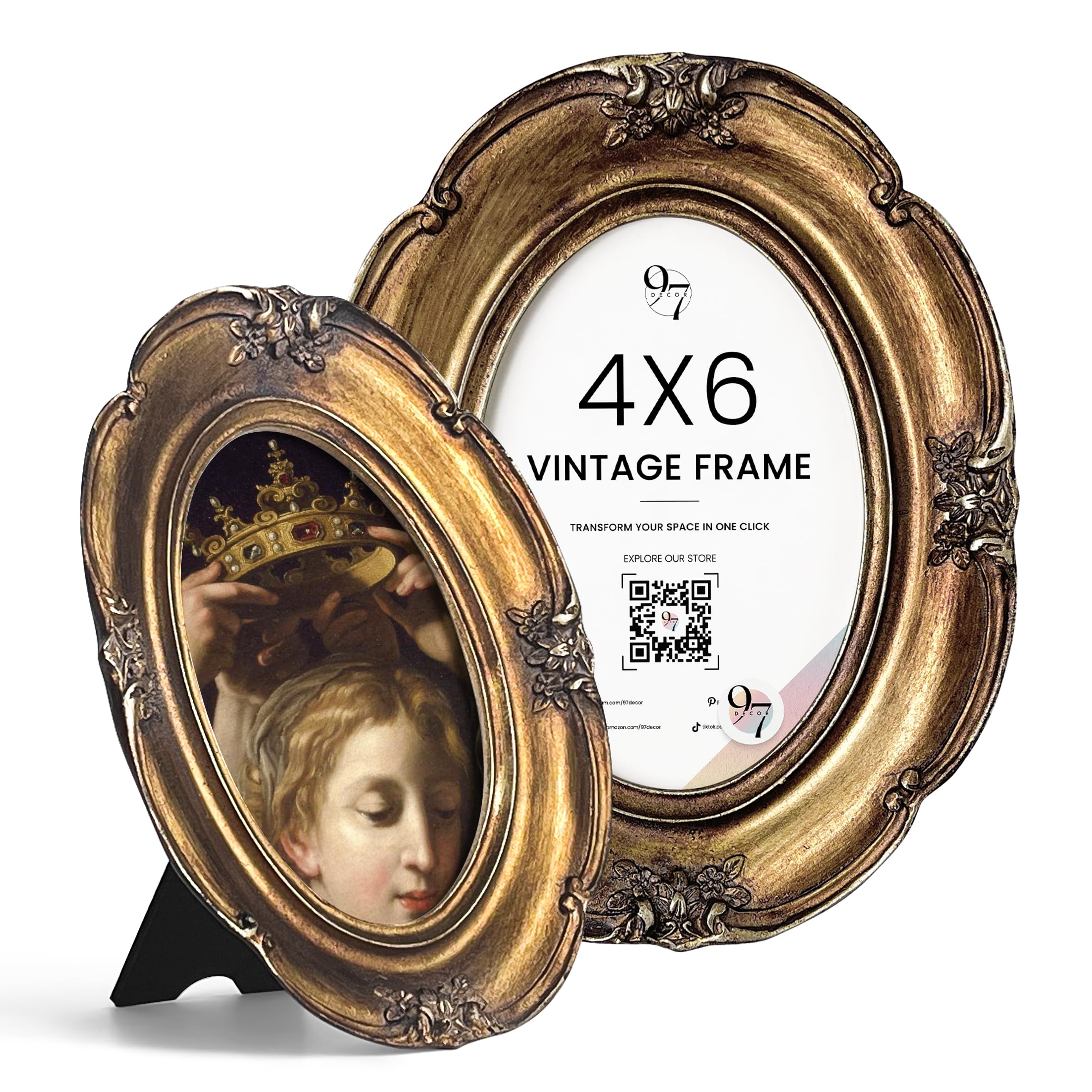 Photo 1 of 97 Decor 4x6 Vintage Picture Frame - Ornate Gold Frame 4x6, Antique Photo Frame 4x6in, Rustic Small Frame Retro Decorative Wall Hanging For Home