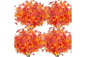 Grunyia 10 Bundles Artificial Fall Flowers Outdoor UV Resistant Fake Flowers No Fade Faux Plants Garden Porch Window Box Decorating