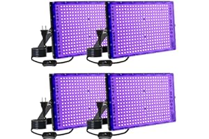 MEEKBOS 4 Pack 300W LED Blacklight, UV Black Lights for Glow Party, IP65 Waterproof Outdoor UV Floodlight for Black Light Par