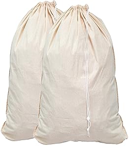 Simple Houseware 2 Pack - Extra Large Natural Cotton Laundry Bag, Beige (28" x 36")