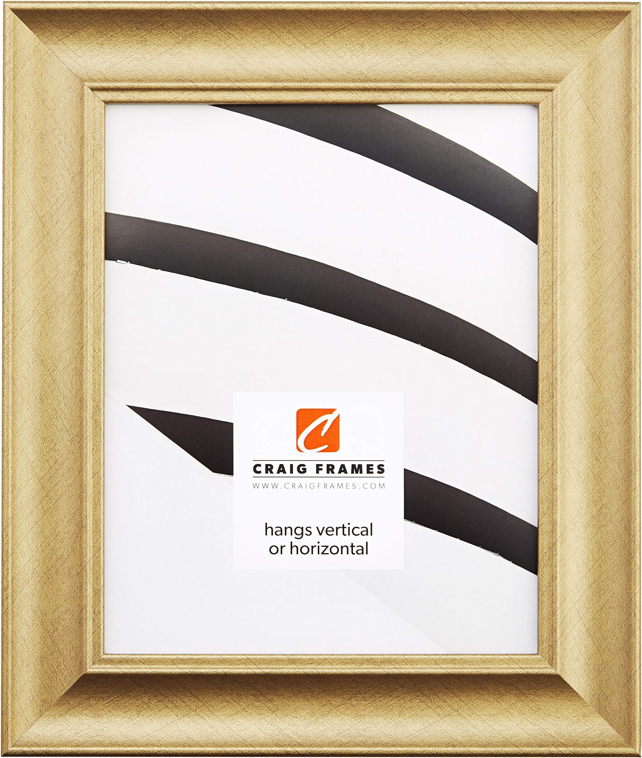 Craig Frames Vintage Revival, Brushed Gold Picture Frame, 11 x 17 Inch