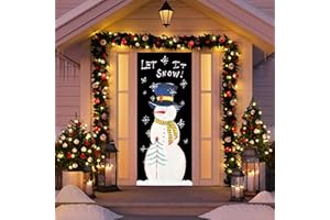 HRENCY Cute Snowman Door Decorations - Christmas Snowman Door Cover with Winter Xmas Snowflakes - Indoor/Outdoor Home Christmas Decor