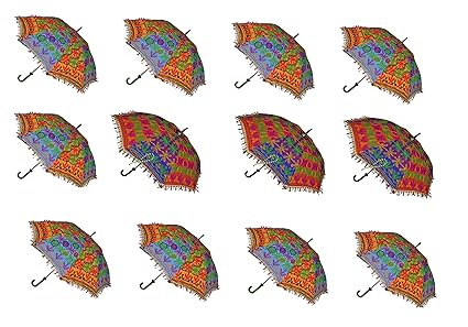 Jaipur Handicrafts Jaipur Embroidery Work Decorative Wedding Umbrella for Event Home Decor Party-Pack of 20