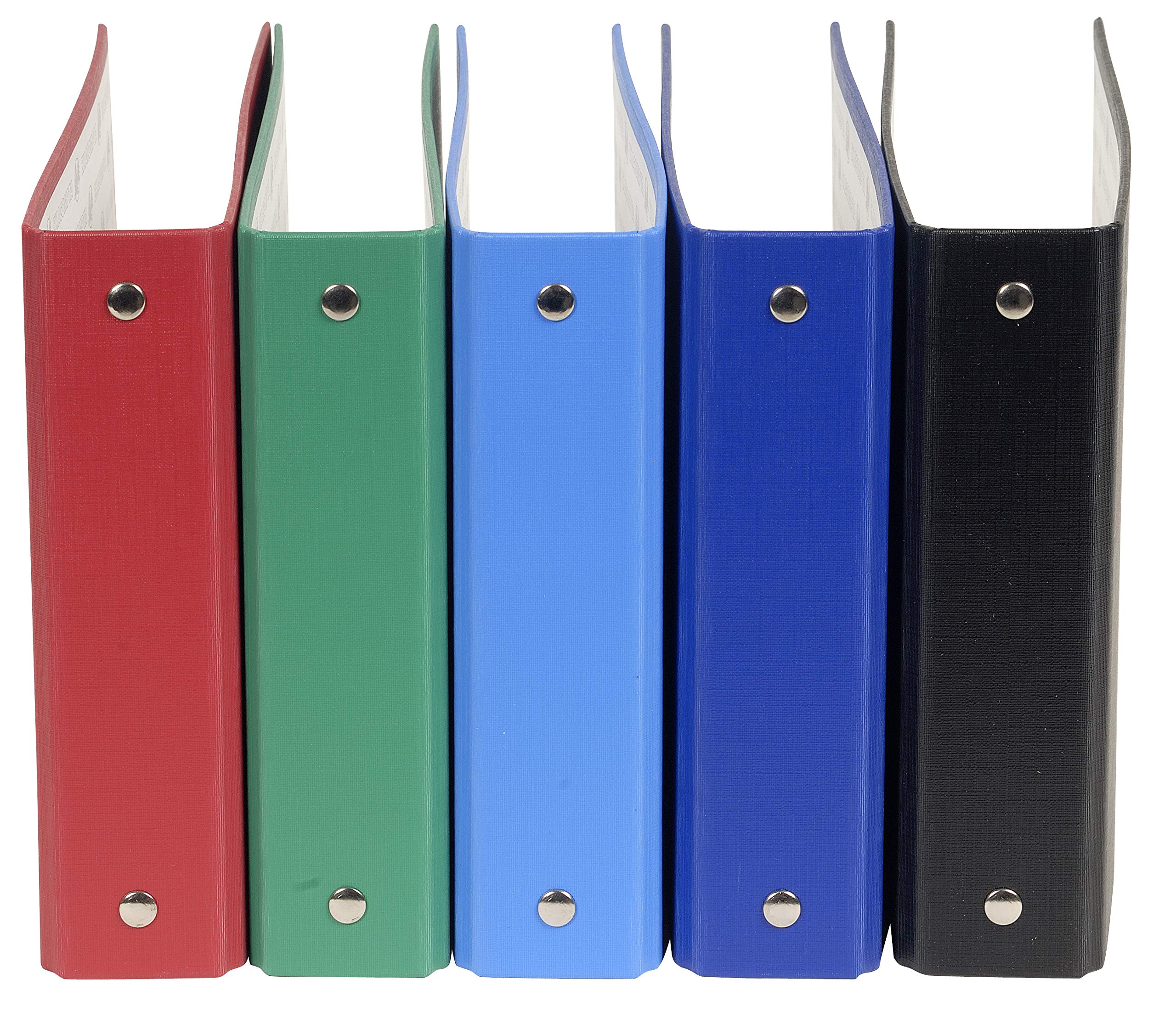 Exacompta - Ref. 51050E - Rigid PP binder for index cards - 2 round rings, diameter 25 mm - Spine 40 mm - External dimensions: 14 x 18 cm - 5 random colors