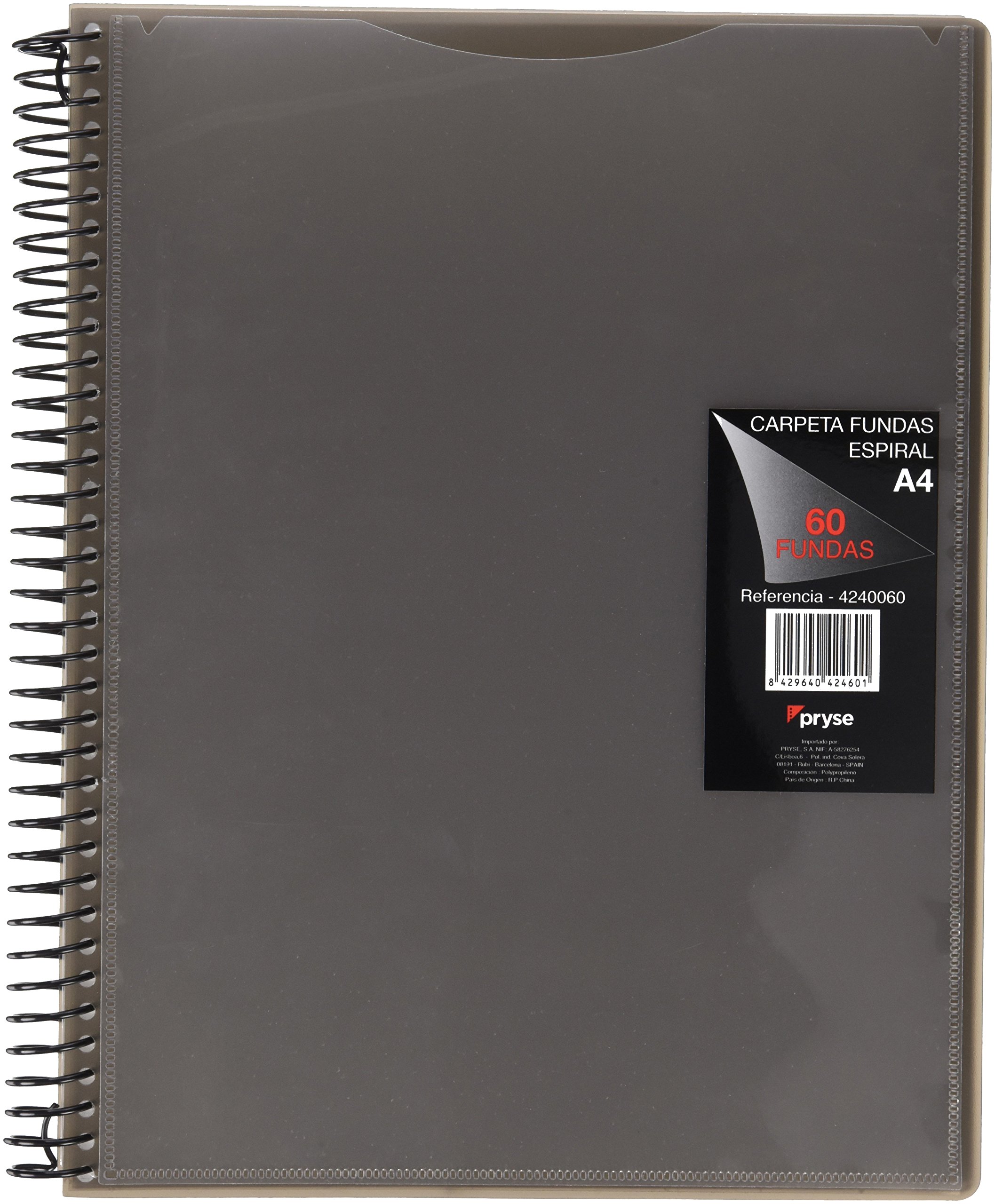 Pryse 4240060 – Folder Spiral with 60 Pockets, A4, Black