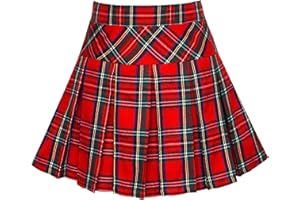 Sunny Fashion Girls Skirt Back School Uniform Red Tartan Skirt Size 4-14