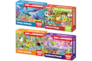 QUOKKA 100 Piece Puzzles for Kids Ages 4-6 – 4 Puzzles for Kids Ages 6-8 – Search and Find Ocean and Forest Animals Kid Activities for 8-10 yo – Toddler Learning Toy Game Gift for Boys and Girls 5-8