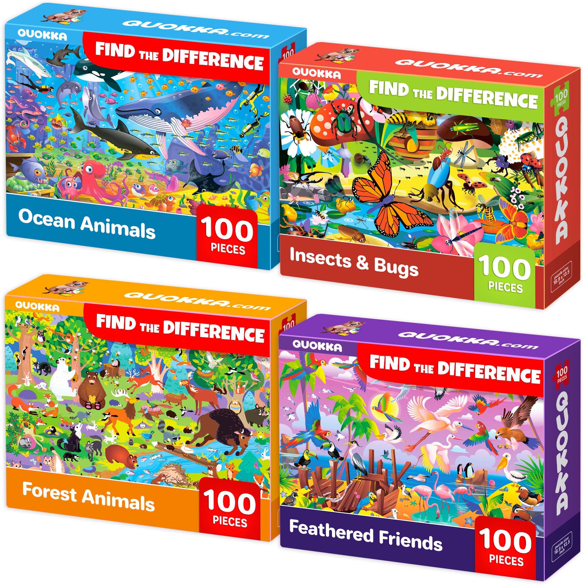 QUOKKA 100 Piece Jigsaw Puzzles For Children - 4 Floor Puzzles For 4 5 Year Olds - Toys for Learning Ocean & Forest Animals for 5-8 Year Olds - Jigsaws Game Gift for Kids Age 6+ โ image 1