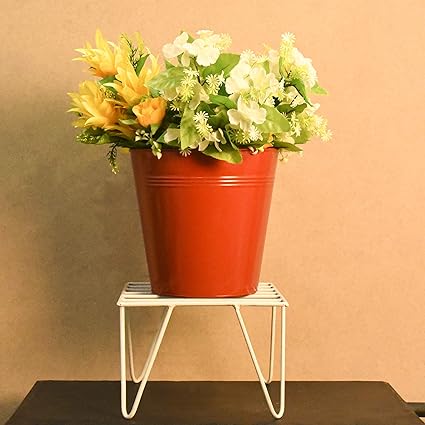 HINS White Iron Metal Square Stand Without Pot For Indoor & Outdoor Gardening Home Decore (White, Without Pot) I Plant Stands For Indoor Balcony I Plant Bench I Plant Stands I Pot Stand Single I Potted Plant Stand I Big Pots I Metal Plant Stand I Tall Outdoor Planter I Metal Casters I Large Plant Stand I Pot Stands For Garden I Indoor Plants Stand I Iron Plant Stand I Terrace Garden Stand I Garden Rack I Iron Stand For Pots I Pots Stand I Indoor Planter With St