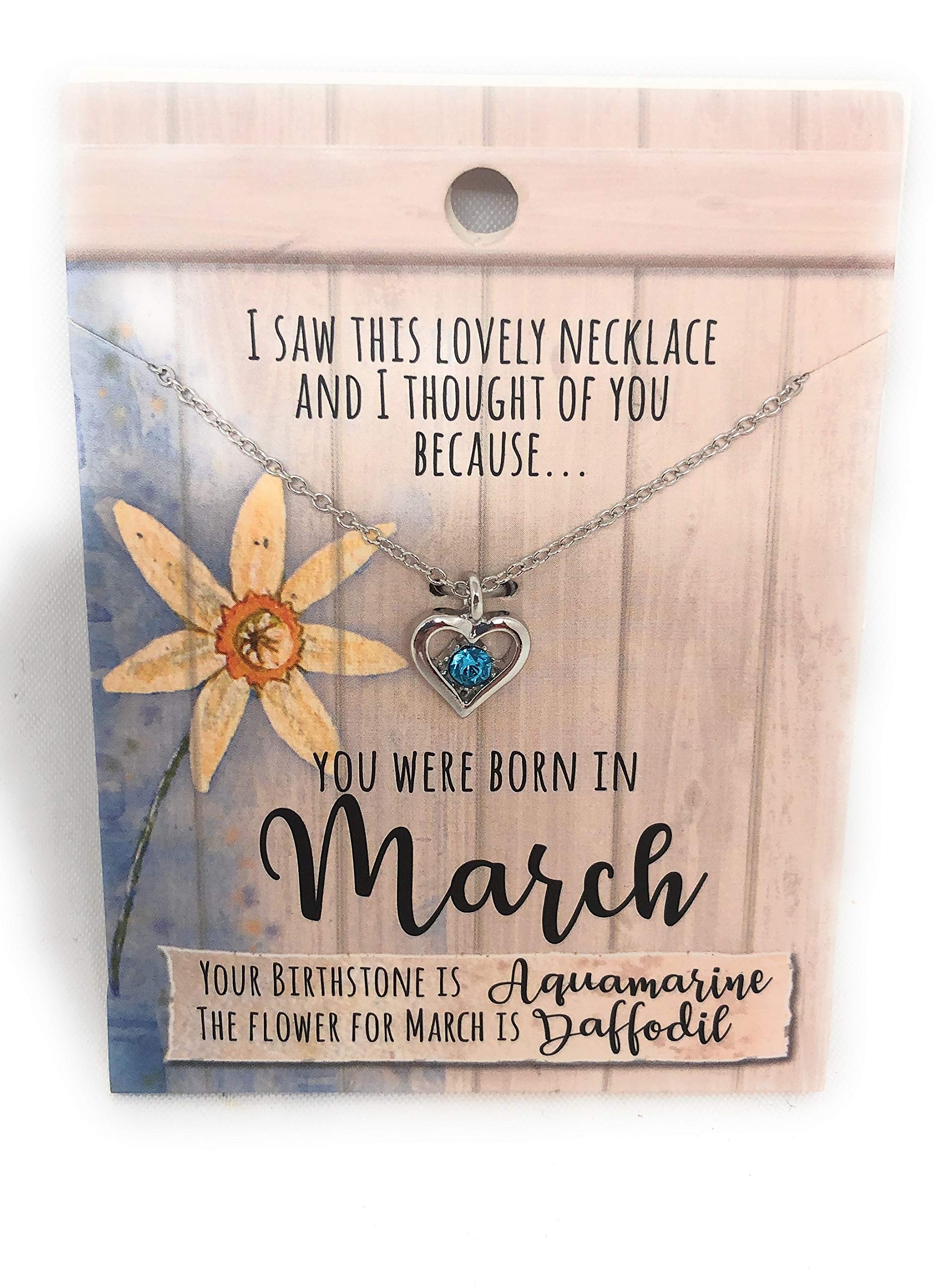 March Birthstone Crystal Adjustable Chain Necklace,