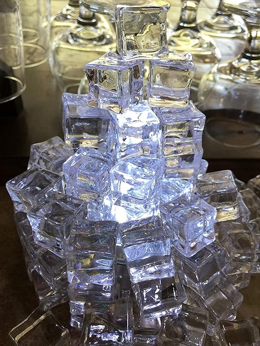 Amazon Com 60 Pcs Crystal Clear Acrylic Ice Cubes Square Shape