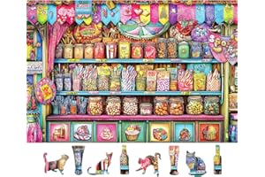 Blueforest 500 Piece Candy Store Puzzle, Premium Jigsaw Puzzle for Adults, Colorful Style, 23 x 15 Inches
