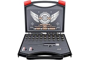 MCREHOTZ Professional Tactical Laser Boresighter Kit： Red or Green Bore Sight with 30 Adapters - Multiple Caliber Bore Sighting Laser - .17 Cal to 12GA Rifle Pistol Bore sighter - Perfectly Choice for All Gun