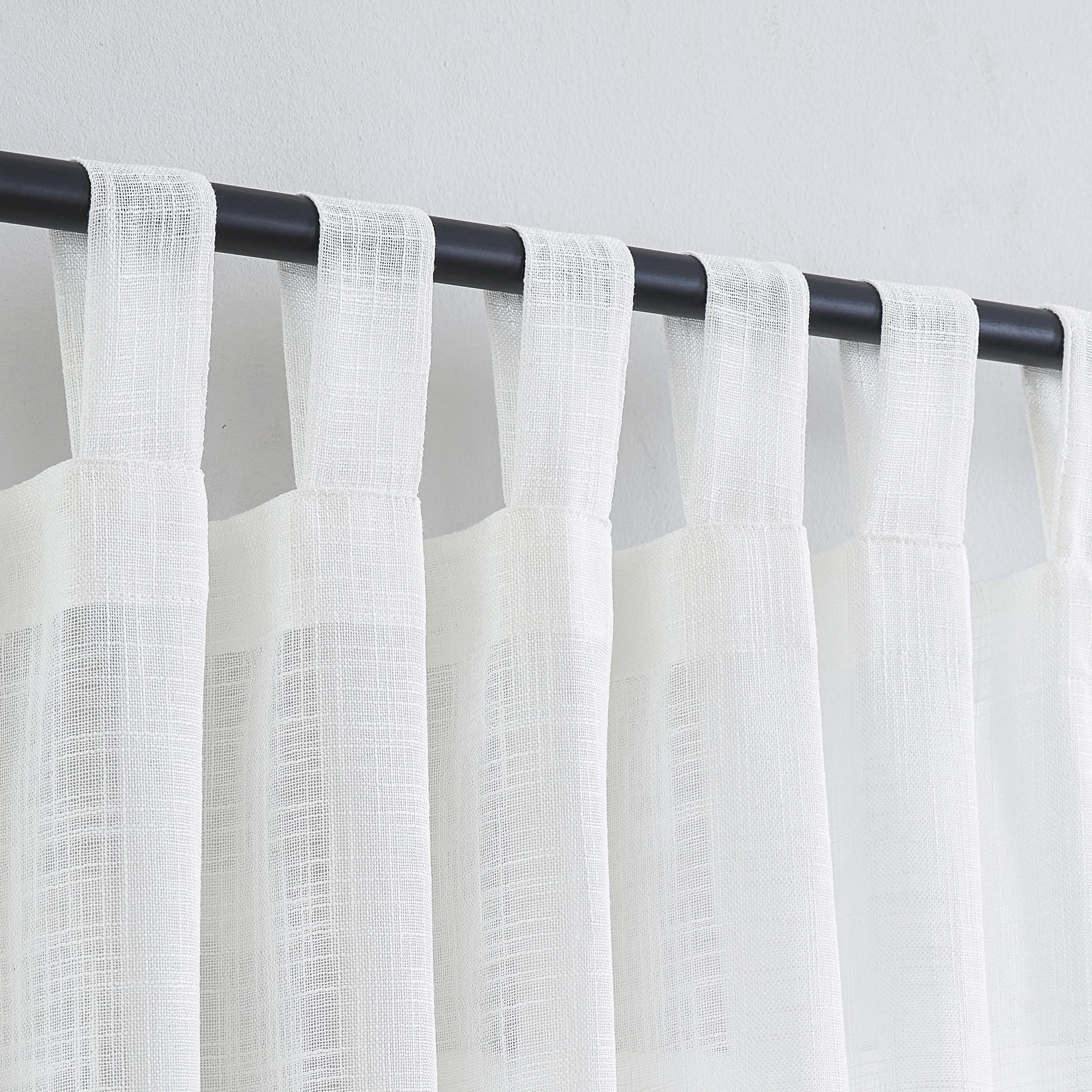 VOILYBIRD Living Room Linen Curtains Tab Top Window Treatment Panel Drapes for Bedroom (W52 x L84, Off White) — image 1