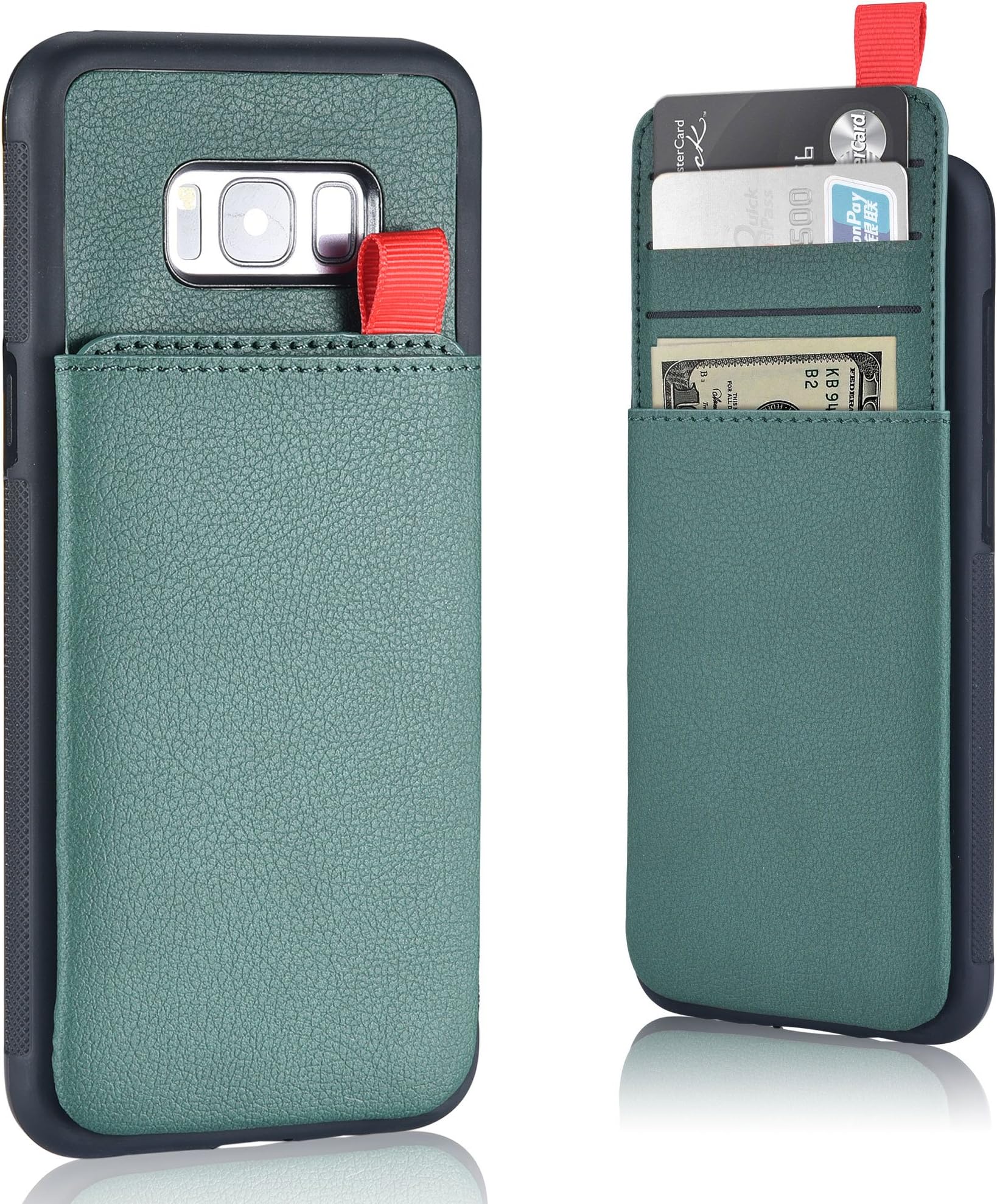 MANGATA TRITON Leather Wallet case compatible with Samsung Galaxy S8 Plus | Slide Out Hidden Wallet Pocket, Rugged Shell | Cruelty Free Leather | Credit Card & Cash Pocket, Screen Protector (Olive)