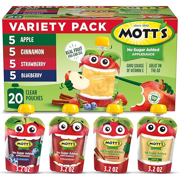 MOTT’S NO SUGAR ADDED APPLESAUCE VARIETY PACK, 4...