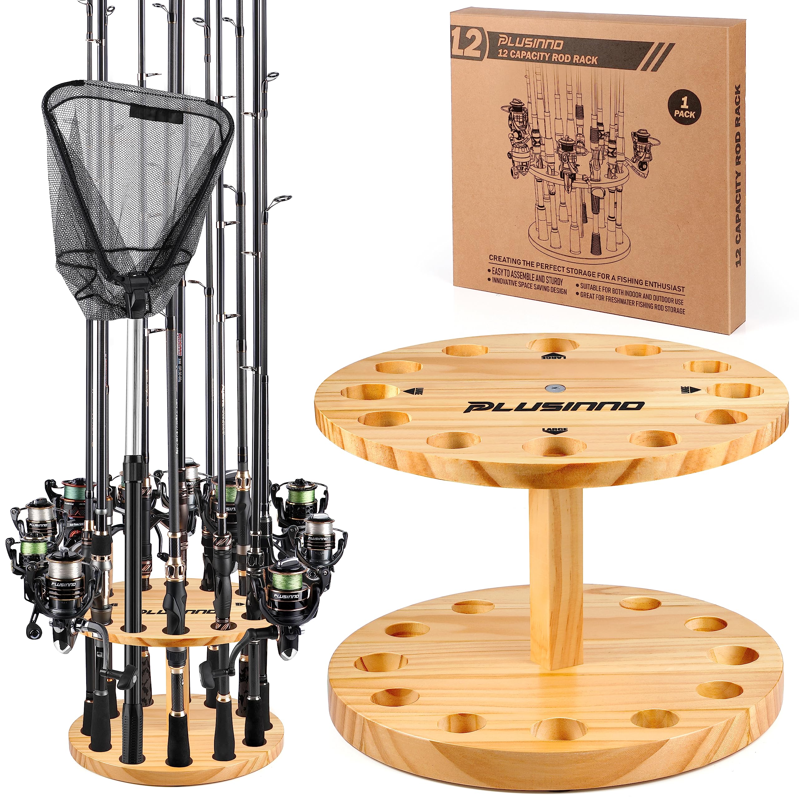 Stand Up Rod Rack PLUSINNO V12 Fishing Rod Holders for Garage, Vertical Fishing Pole ...
