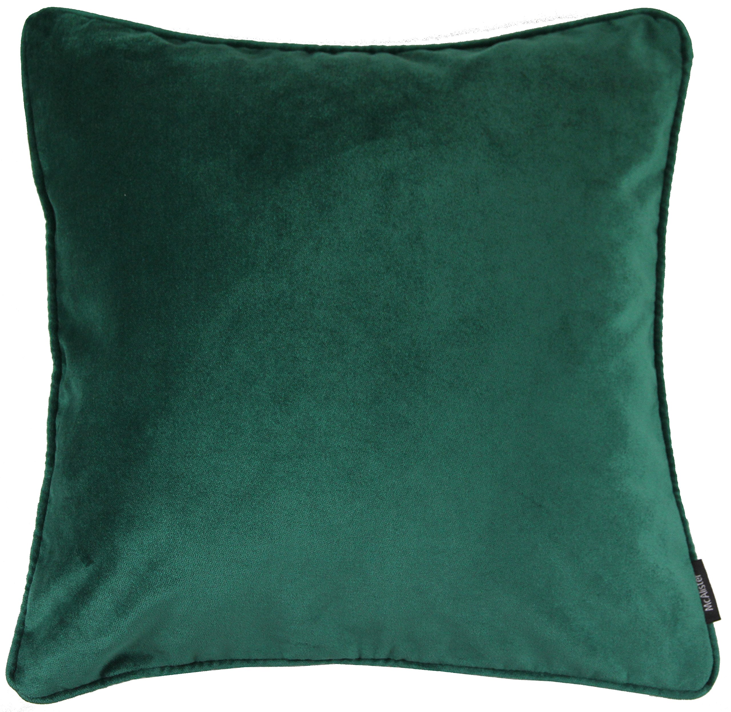 McAlister Textiles Matt Velvet Piped Cushion Covers - Emerald Green 43x43 Cm - 17x17 Inches - Plush Decorative Throw Pillows Machine Washable & Fade Resistant