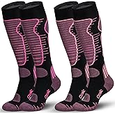 Merino Wool Ski Socks Mens Womens 2 Pairs for Skiing, Snowboarding, Thermal Knee High Winter Warm Sports Performance Socks