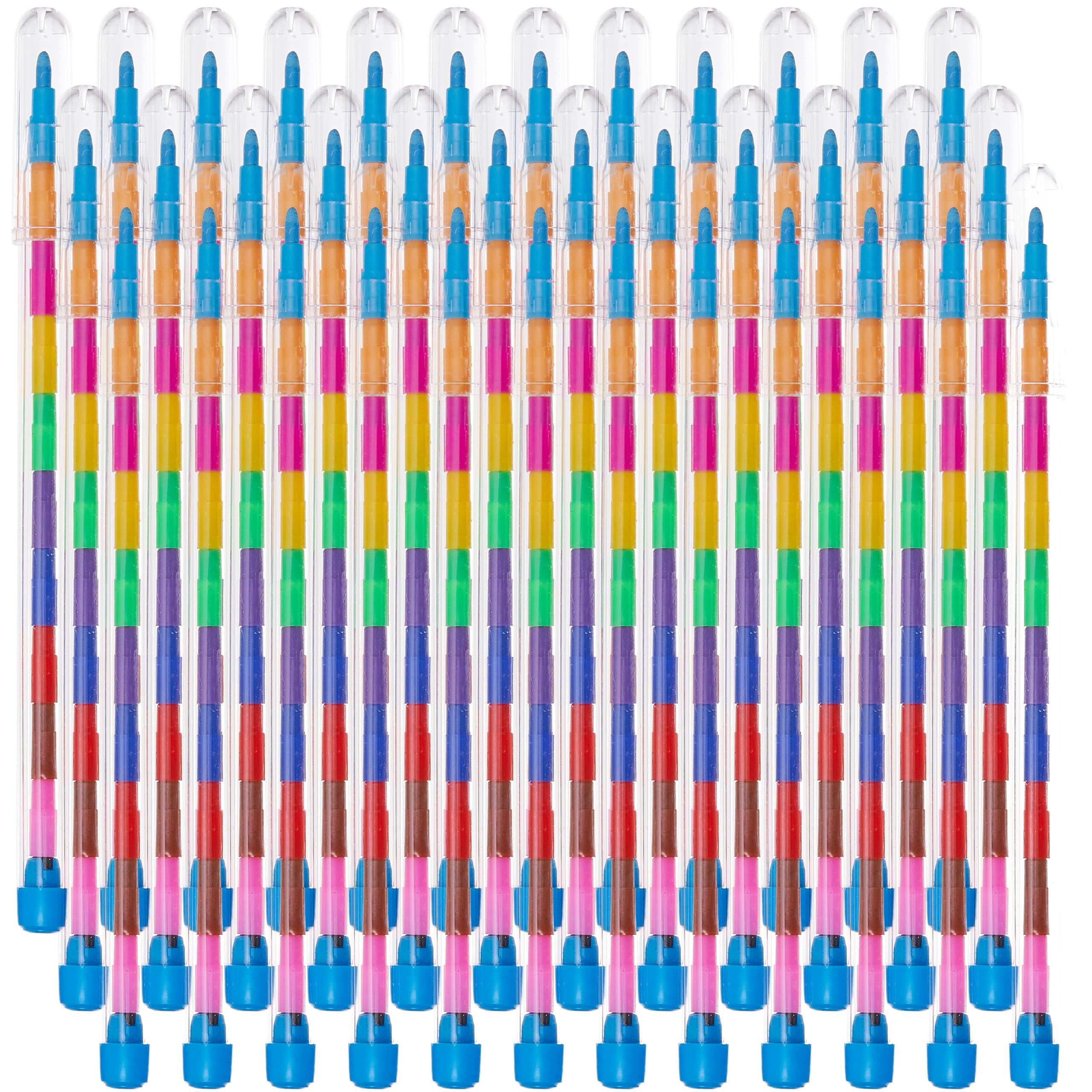 THE TWIDDLERS - 36 Swap Point Rainbow Crayon Pencils, 11 Colours in Each Pen - Multipack Kids Twistable Crayons Birthday Mini Colouring Pencils for Party Bags Favours Fillers, Classroom Prizes Rewards