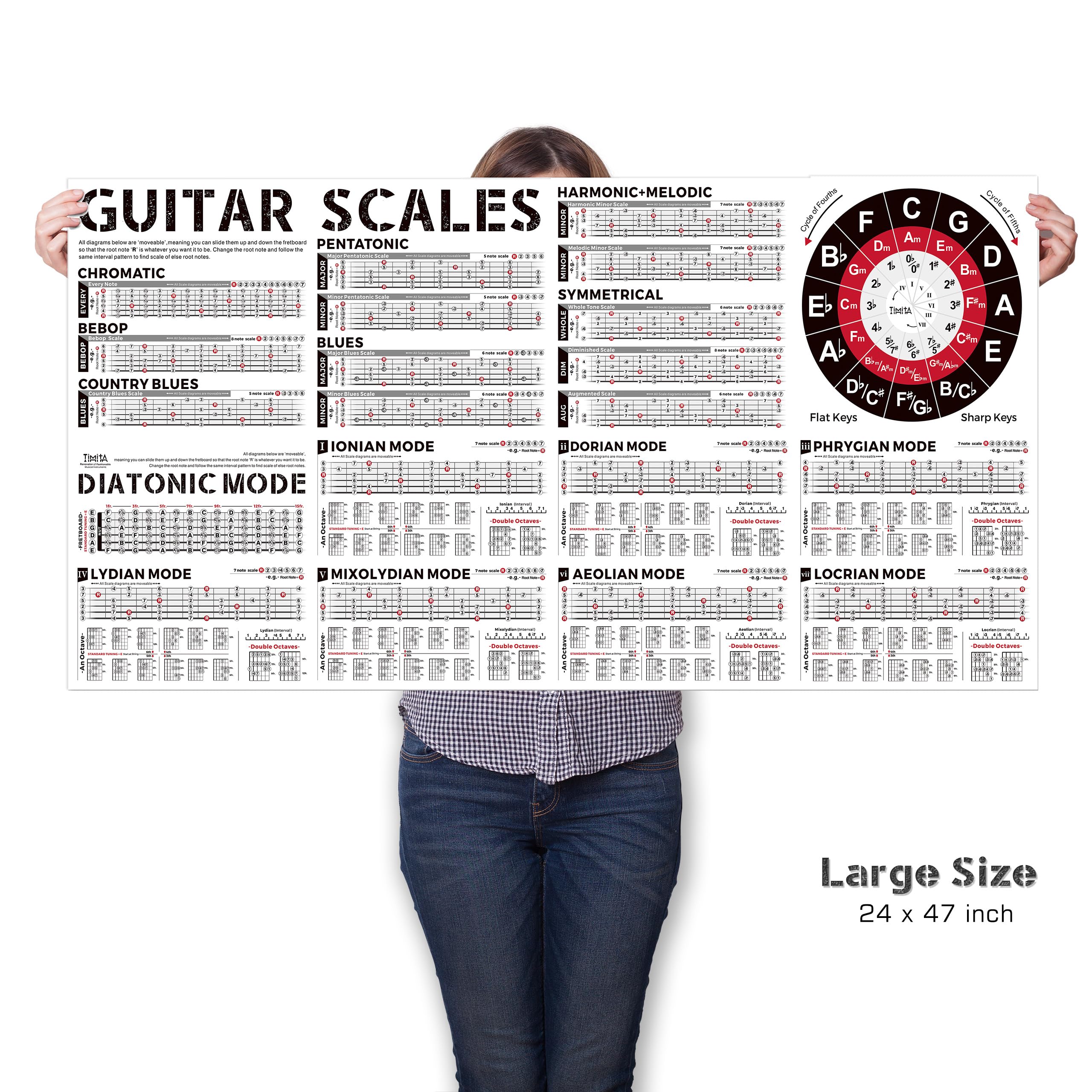 Mua Guitar Chords Poster & Guitar Scales Chart Bundle, Essential Guitar ...