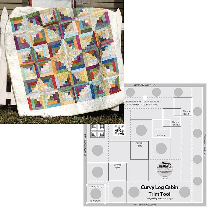 Amazon Com Bundle Of Creative Grids Curvy Log Cabin Trim Tool 8in