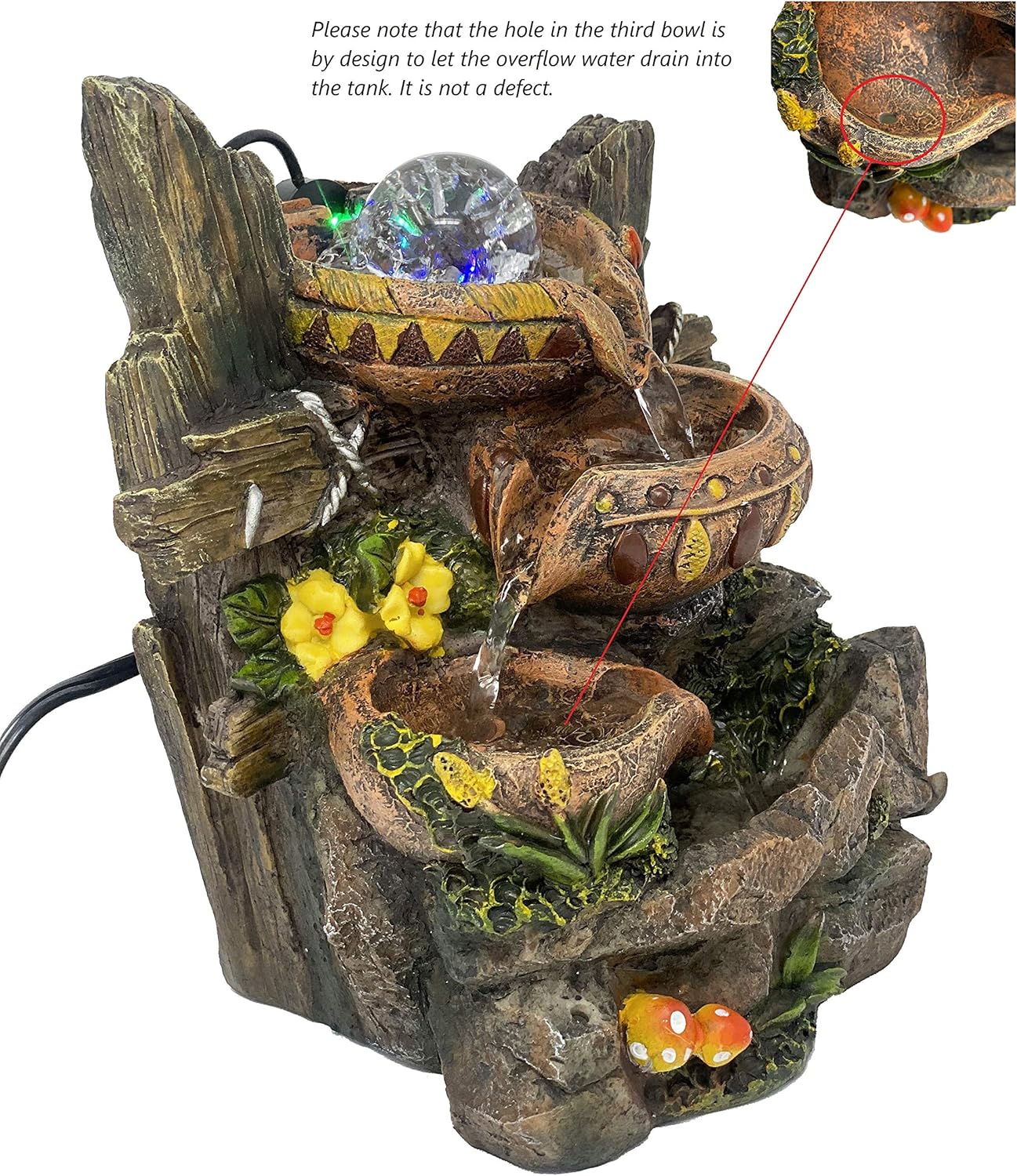 ImagiWonder Indoor Tabletop Fountain Cascading Water Bowls on Rocks: Home & Kitchen