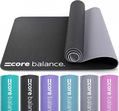 Core Balance TPE Gymnastics & Pilates Mat 183x65x0.6cm Jet Black Carry Strap