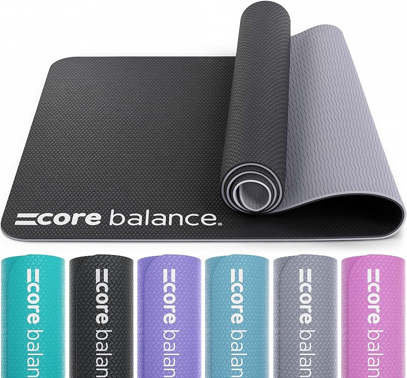 Core Balance TPE Gymnastics & Pilates Mat 183x65x0.6cm Jet Black Carry Strap