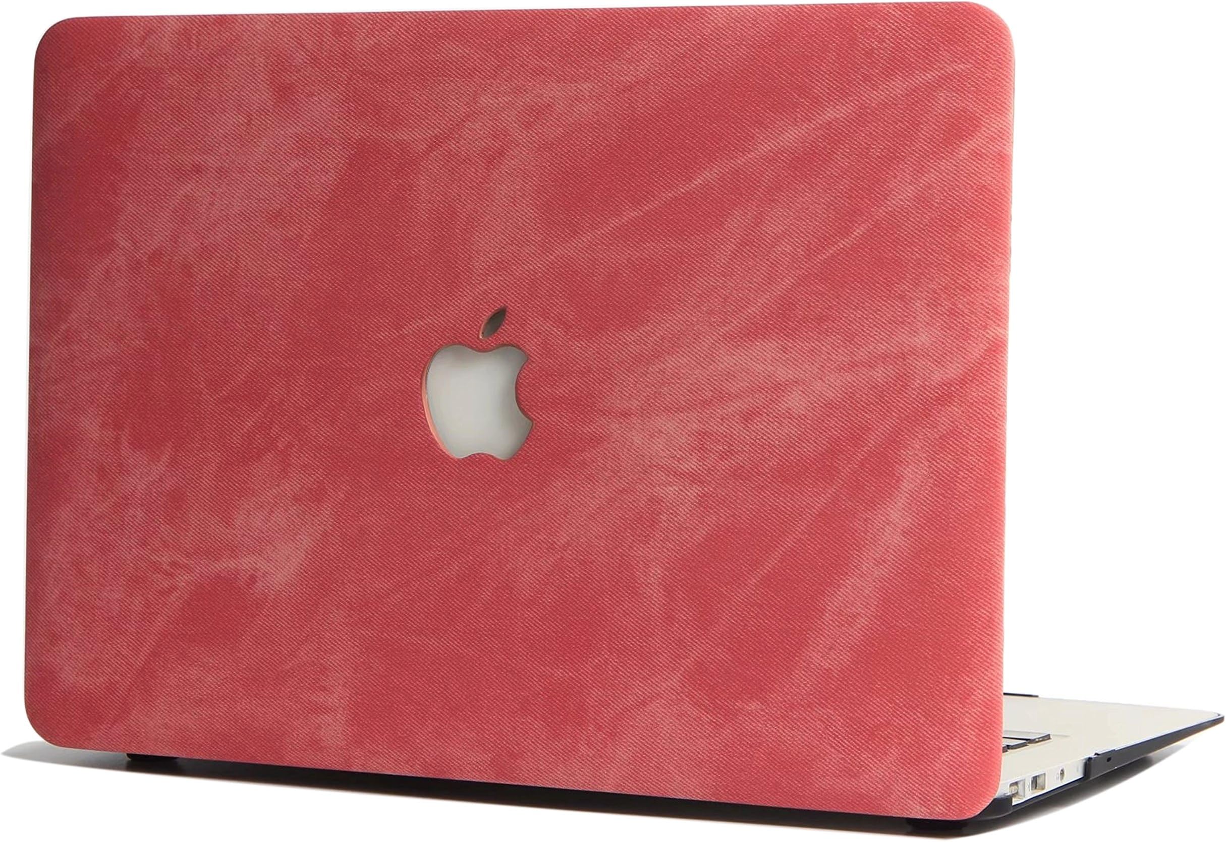 L2W Hard Case For Apple MacBook Old Air 13.3 Inch Model A1466/A1369 Laptop Computer Accessories External Plastic Protection PU Leather Cover Shell,Denim Design Pink