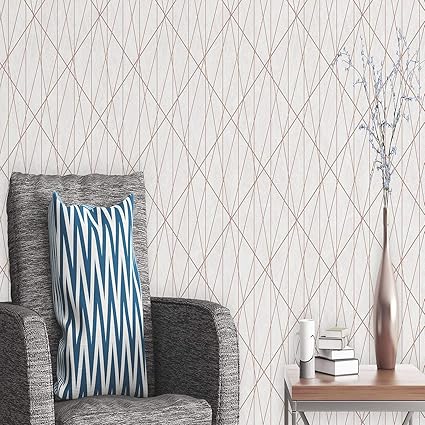 Laser Glitter Geometric Wallpaper Cream Rose Gold Debona
