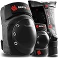 SKATEWIZ Knee and Elbow Pads Adult - Skating Protective Gear Adult Knee and Elbow Pads Set with Wrist Pads - SHIELD - Size M/L Black - Roller Skate Protective Gear for Women & Men
