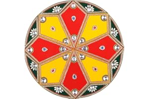 CHERKRAFT Big Size Diwali Acrylic Rangoli Stencils Handmade Rangoli Sticker Home Decor Floor Decorative Stones 15 Inches (Design 5)