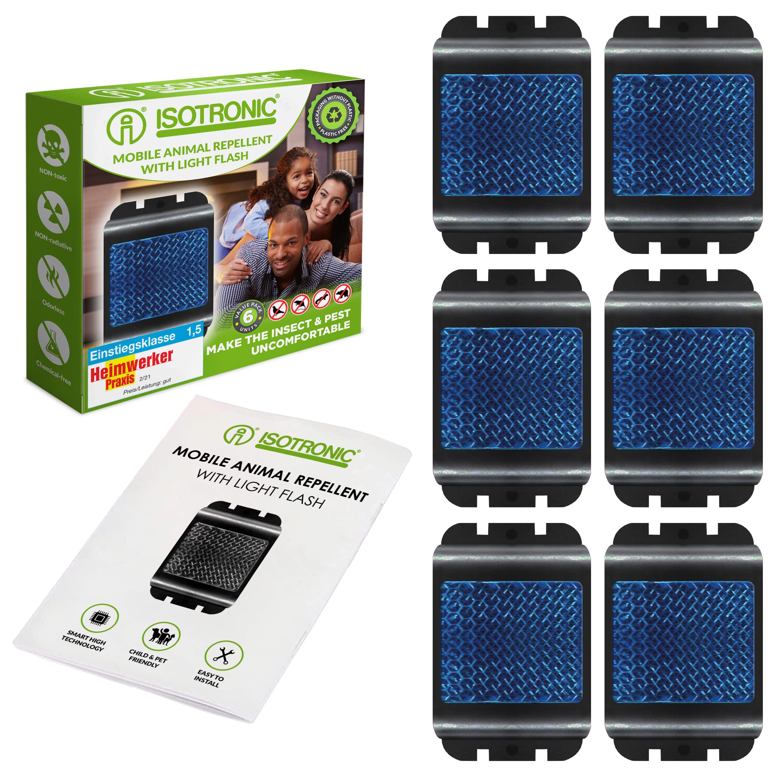 ISOTRONIC Animal Repeller Expeller Blue LED Light for Wild Animals Raccoon Deer Fox Squirrel