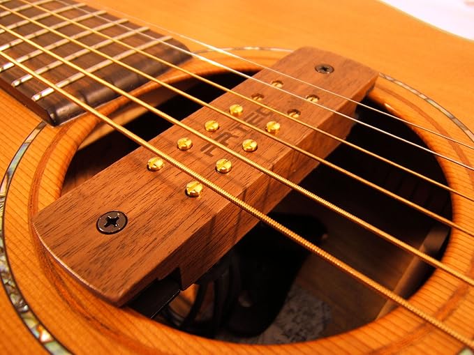 ARTEC Tonabnehmer für das Schallloch Nussbaum Akustik Gitarre 6 und 12 Saiten Typ HUMBUCKER