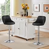 Yaheetech Modern Barstools Set of 2 Height Adjustable Swivel Black view 3