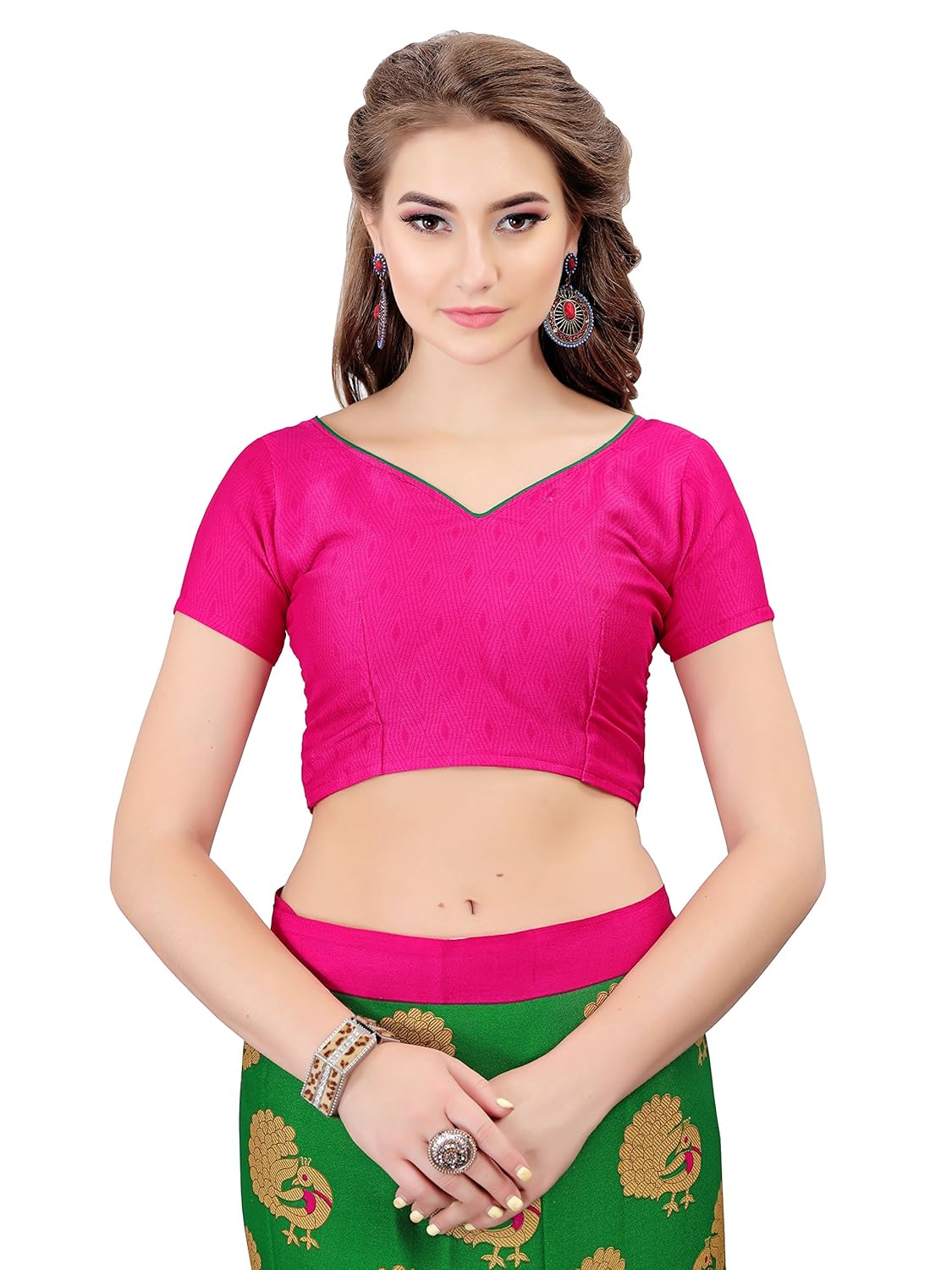 indira designer crepe saree with blouse piece (twin-jannu-green_green_free size)