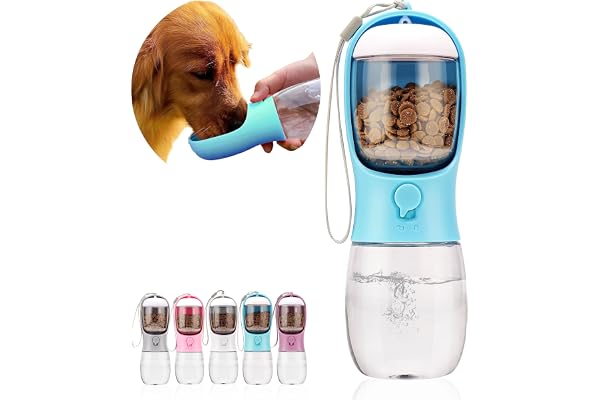 Dog Water Bottle,Portable pet Water Bottle with Food Container,Outdoor Portable Water Dispenser for Cat,Rabbit,Puppy and Othe