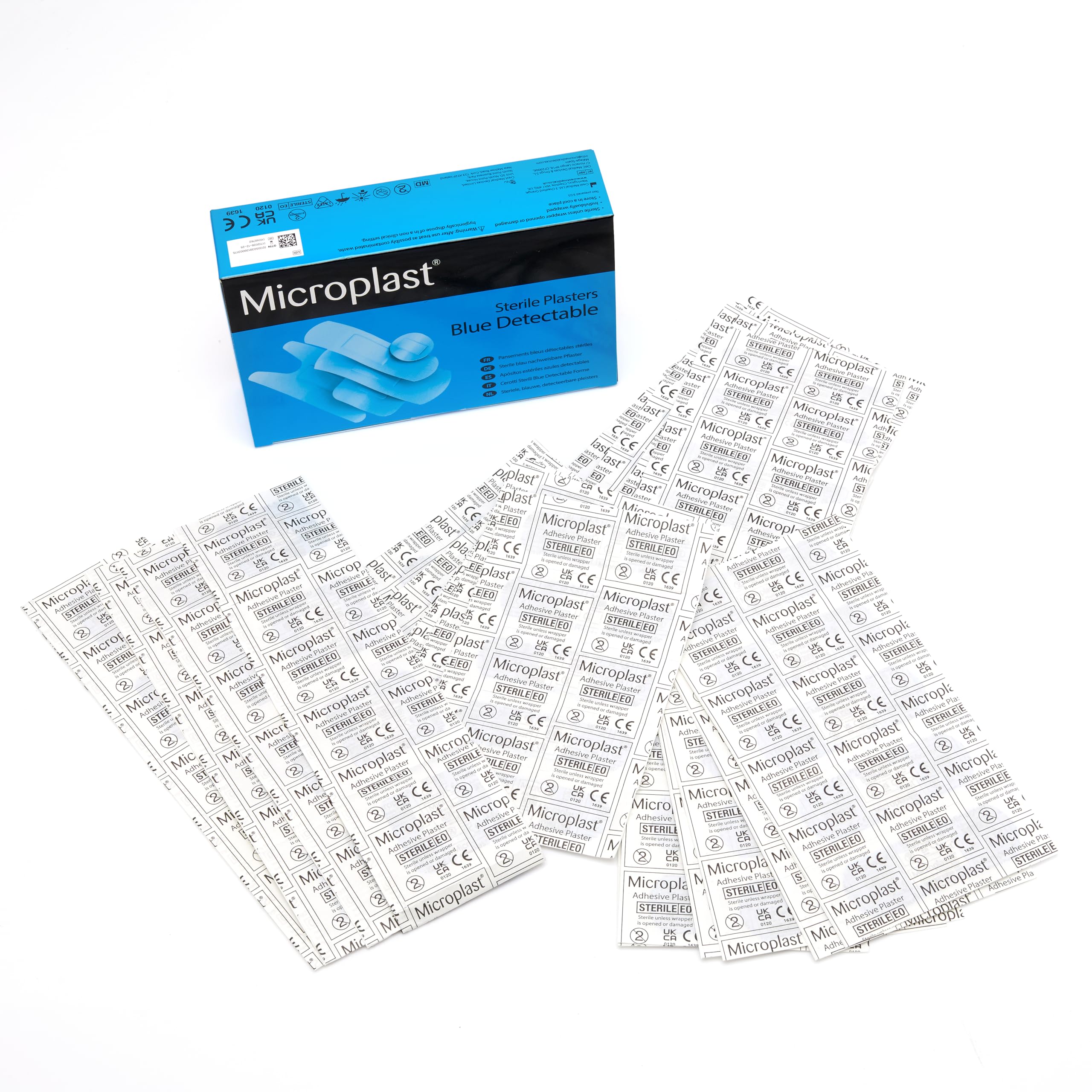Microplast Detectable Sterile Plasters, 100-Piece Set, Blue