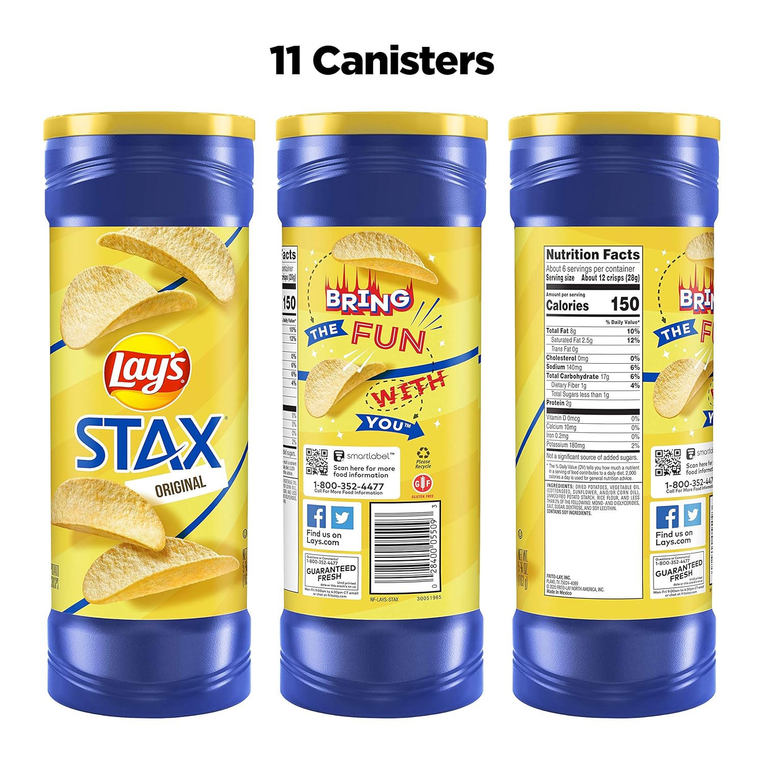 Amazon Com Lay S Stax Potato Crisps Original 5 75 Ounce Pack Of 11 Grocery Gourmet Food