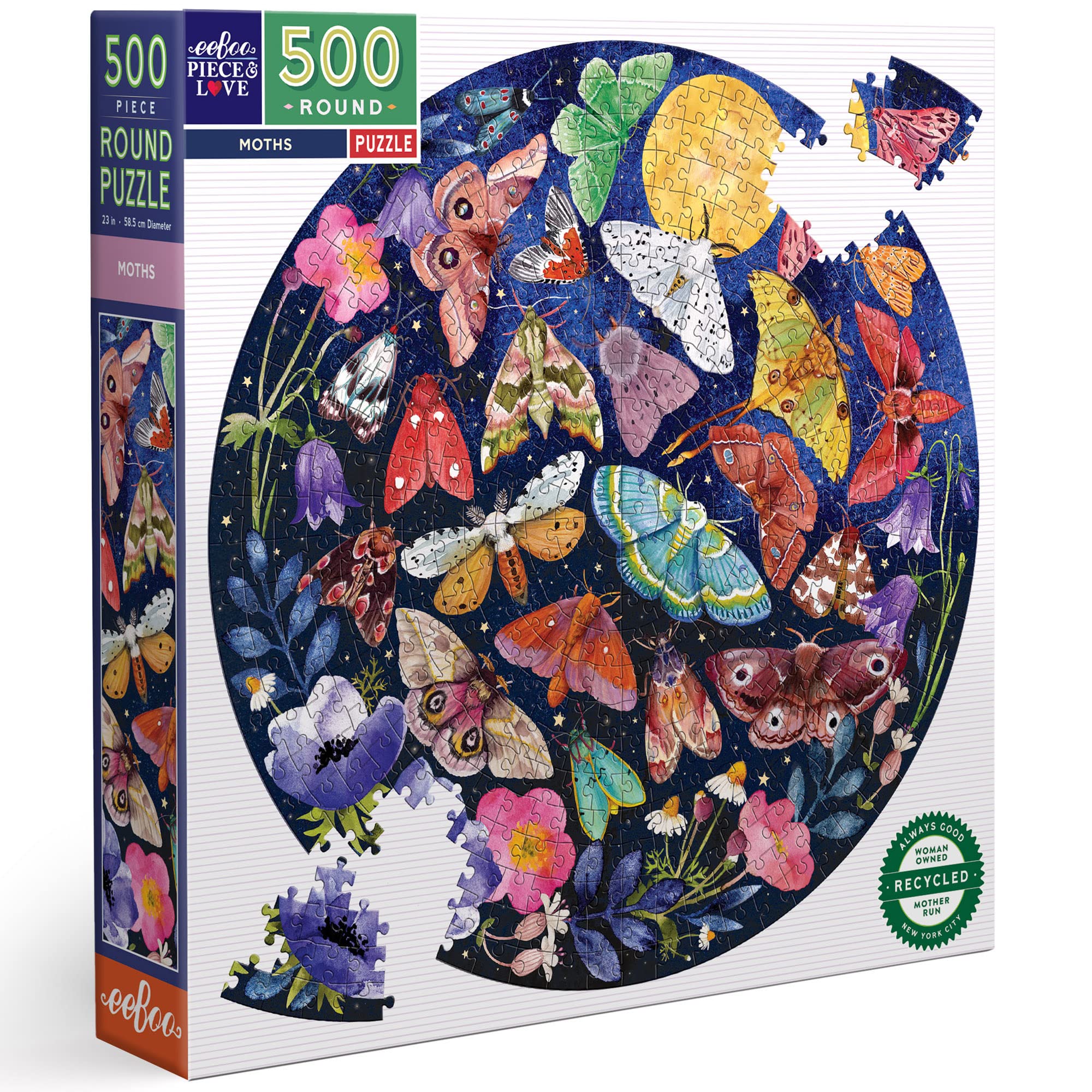 eeBoo - Round Puzzle 500 pcs - Moths - (EPZFMOT