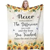 Farewell Gifts for Women, Coworker Boss Leaving Job Gifts, Goodbye Going Away Gifts, Employee Appreciation Gifts， Retirement Gifts for Teacher Nurse Doctor Mom, Farewell Blanket 50"X60"- Sunflower