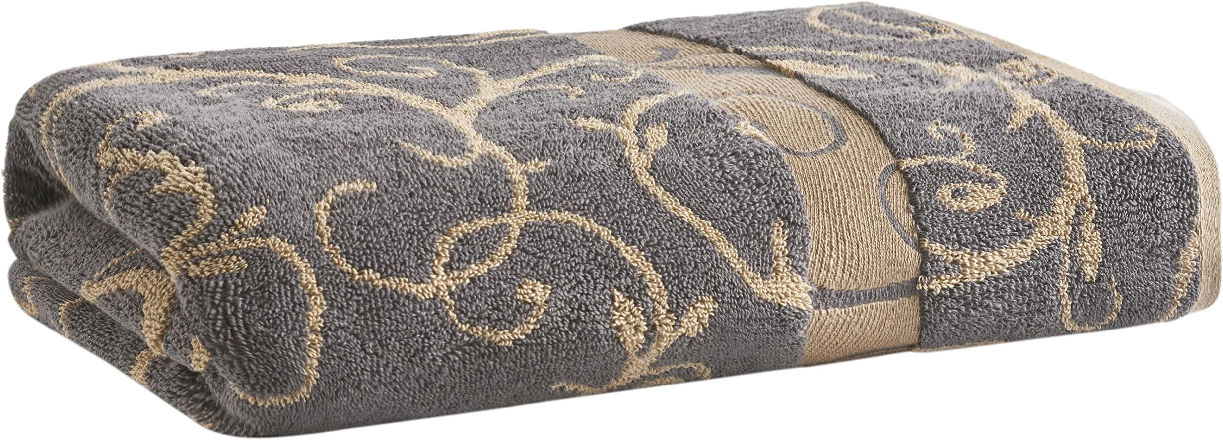 LOFT by Loftex 91031 Como Wave Bath Towel, 30" x 54", Stone/Charcoal