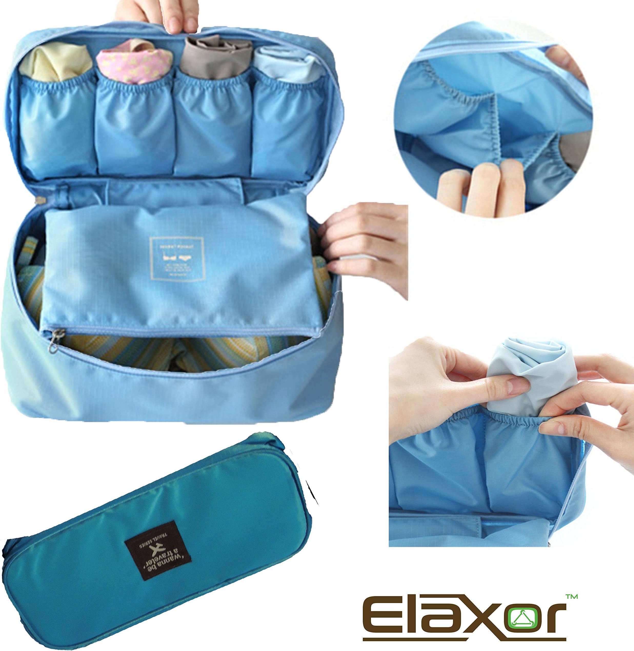 Elaxor Travel Multi Purpose Organizer / Underwear Pouch / Underwear Organizer / Multi-use Pockets Travel Bag Organizer / Cosmetic Travel organizer (Sky Blue)