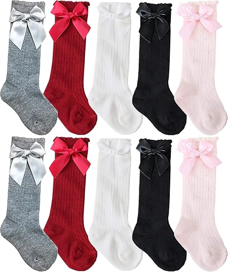 knee high socks with bows baby