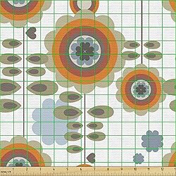 Ambesonne Flower Fabric by The Yard, Retro Style
