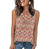 OFEEFAN Tank Top for Women Loose Fit Sleeveless Shirts V Neck Summer Clothes Ruched Women's Tees and Tanks Curved Hem