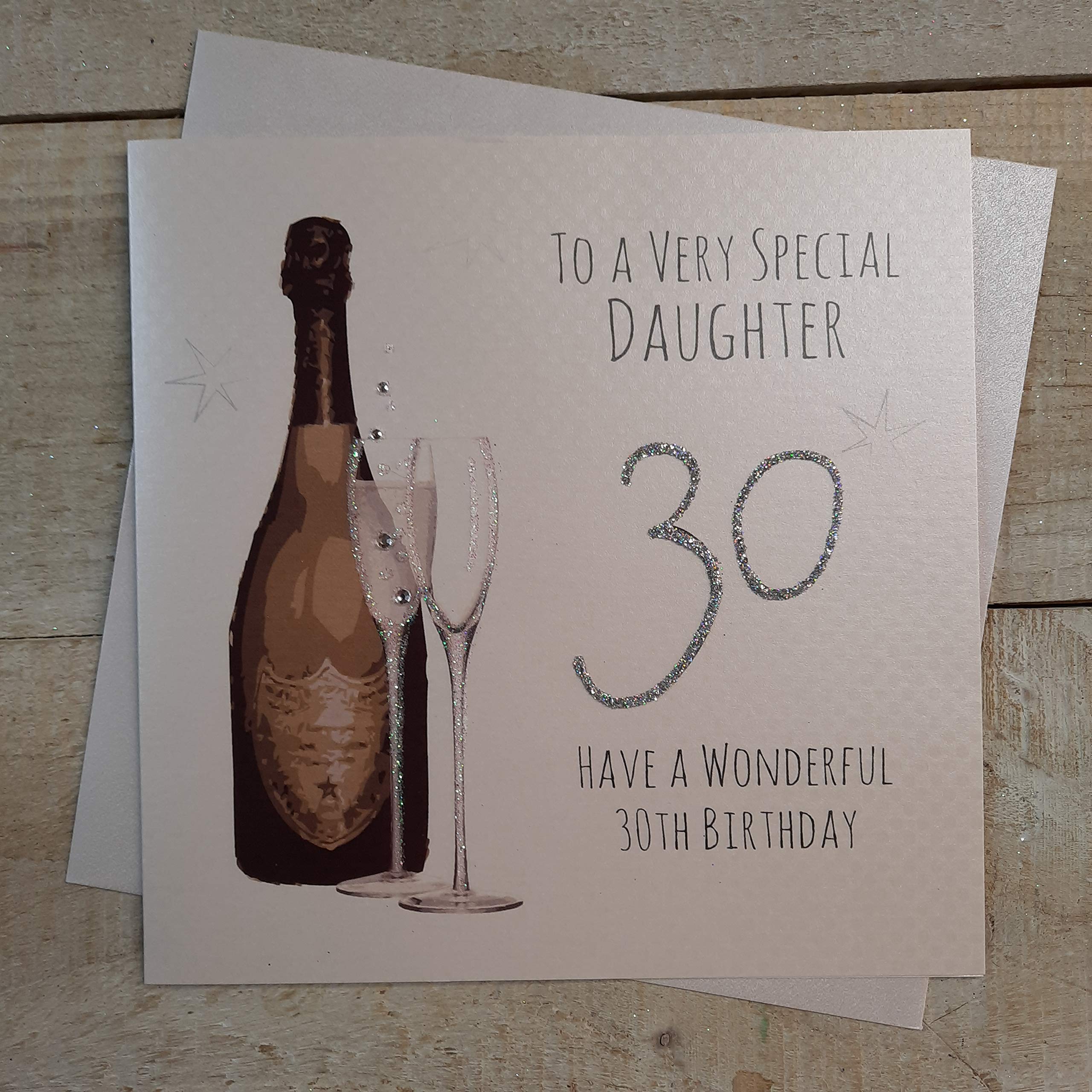 white cotton cards G30D"to A Very Special Daughter Have A Wonderful 30Th Birthday" Handmade 30Th Birthday Card, grey|black|brown|red, 16cm x 16cm