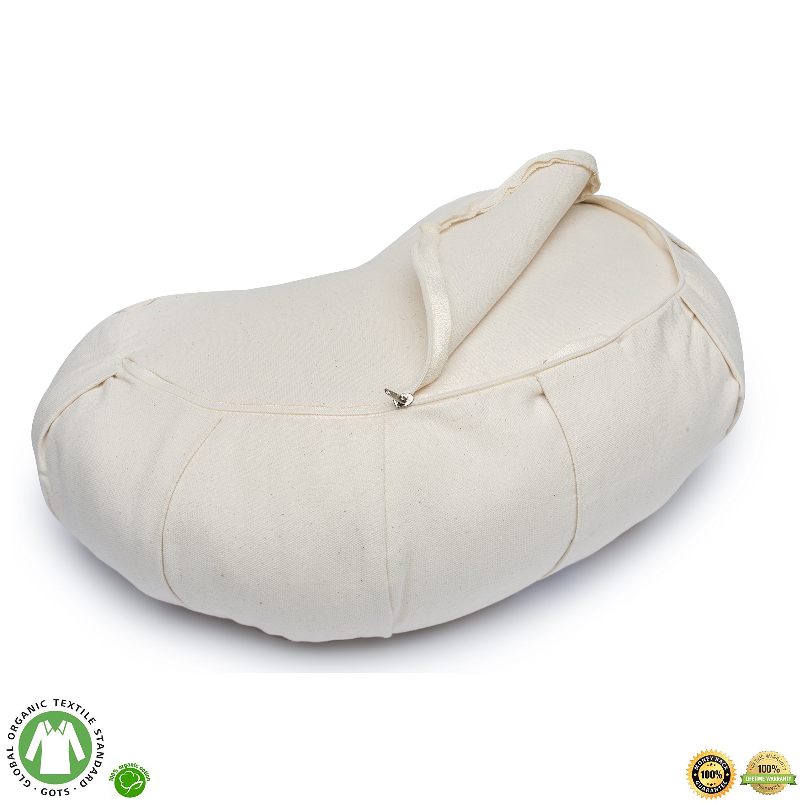 Buckwheat Meditation Cushion Crescent or Round Zafu Yoga Pillow 7